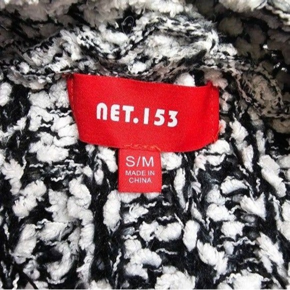 Net.153 Women's Black & White Nubby Popcorn Knit Cardigan Sweater. Size S/M - Picture 7 of 7